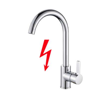 ROVATE Low Pressure Brass Kitchen Faucet, Single Handle Single Hole Vessel Vanity Sink Tap, Hot and Cold Water Faucet, Chrome