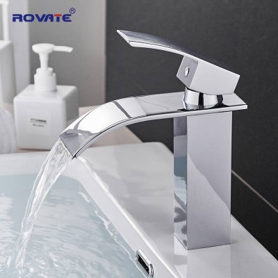 ROVATE Modern Tap Basin Faucets Single Handle Single Hole Graphic Design Deck Bathroom Sink Faucet