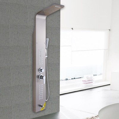 NOVATE304 stainless steel chrome-plated multifunctional waterfall shower system with hand-held rain shower panel