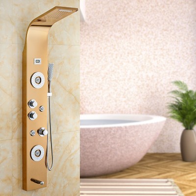 NOVATE bathroom top waterfall rain shower hydromassage golden shower screen with digital display shower panel