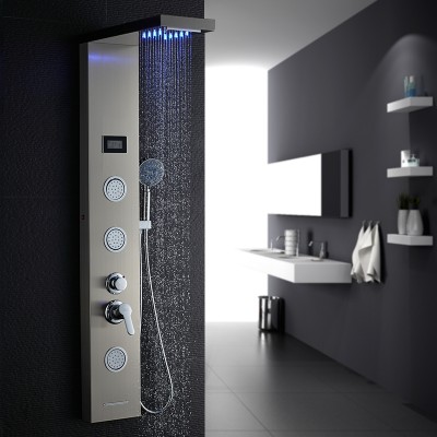 NOVATE's best-selling European style chrome-plated LED bathroom shower screen with waterfall rain massage