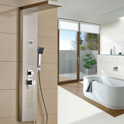 Wall mounted stainless steel massage shower panel with steam