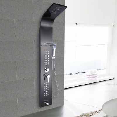 NOVATE Black Luxury 304 Stainless Steel Shower Column 4 Function Massage Shower Panel