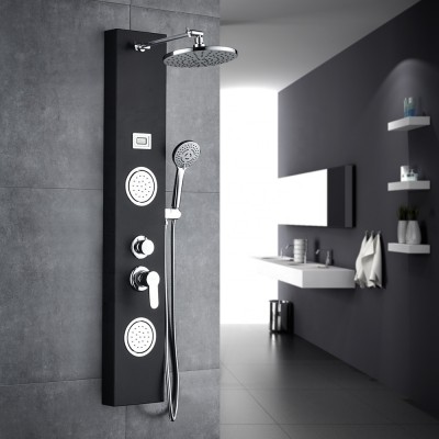 ROVATE 304 Stainless Steel Shower Panel Multi-function Massage System with Temperature Display Waterfall Shower Panel